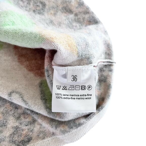 Olivier Philips Merino Wool Floral Leopard Print Pullover Sweater Size 36/ US 6 - Picture 5 of 7